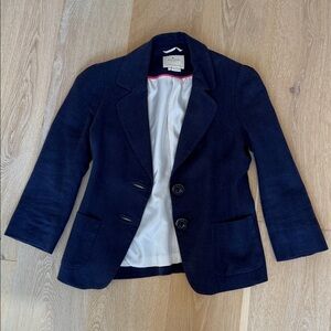 Kate Spade 3/4 Sleeve Linen Navy Blazer, Size 0